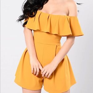 Fashion Nova Off Shoulder Ruffle Romper  Size S